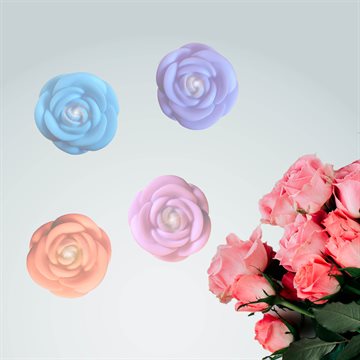 Batteridrevet LED roser med RGB farveskift - sæt med 4 stk. DL022EZU